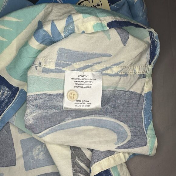 NWT O’Neill Shirt Button Up Men’s 2XL Blue Short Sleeve Eco Floral Hawaiian - Picture 6 of 11